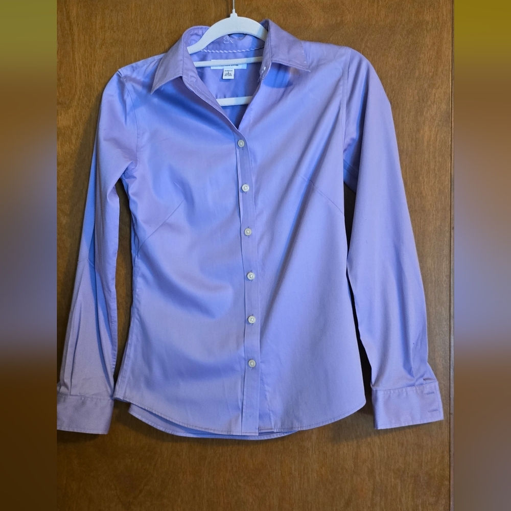 Banana Republic Lavender Purple Blouse Non-Iron Tailored Stretch